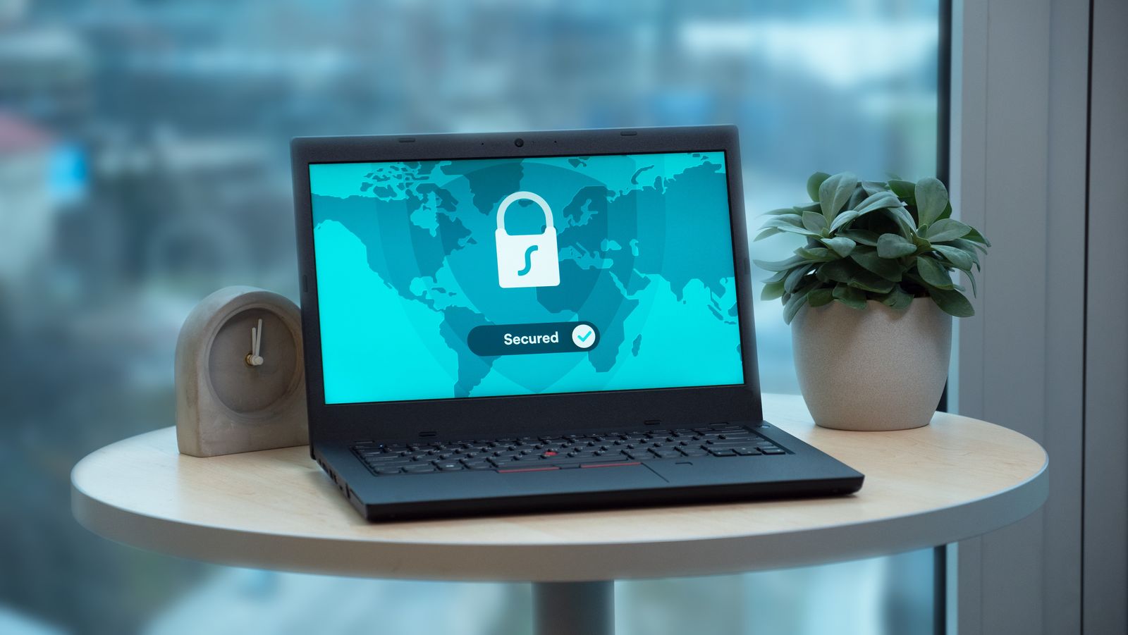 Cybersecurity lock icon on a laptop screen